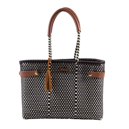 Open Basket Medium Checkers Brown Beige