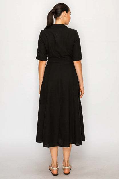Black Linen Shirt Dress