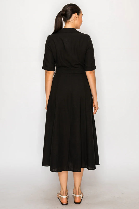 Black Linen Shirt Dress