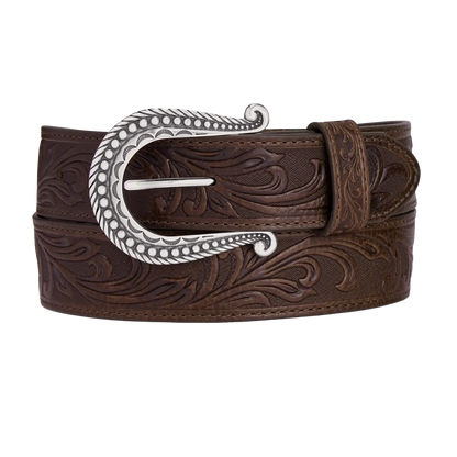 Paris Vine Floral Tan Leather Belt