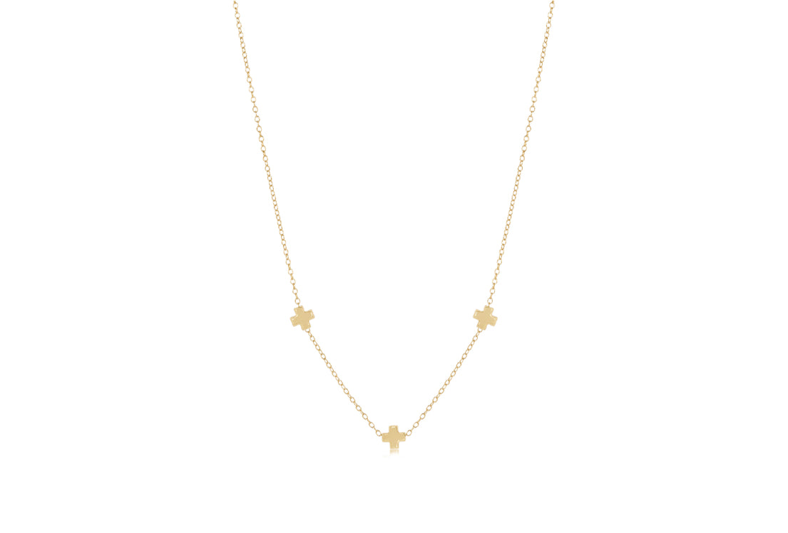 16"  Gold Simplicity Small Signature Cross  Necklace
