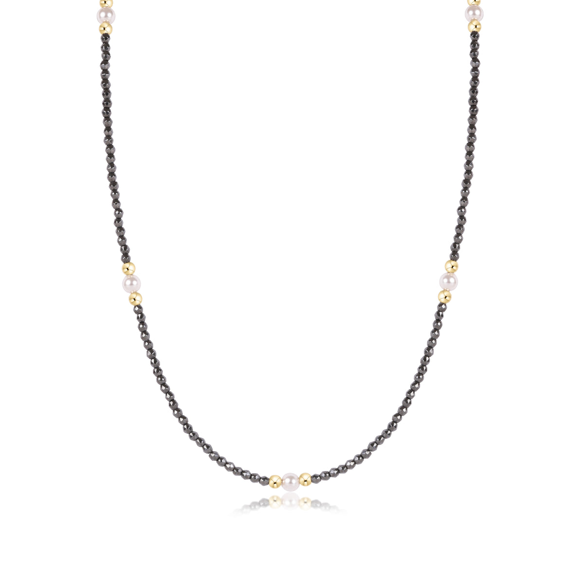 17" Choker Beaded Hematite