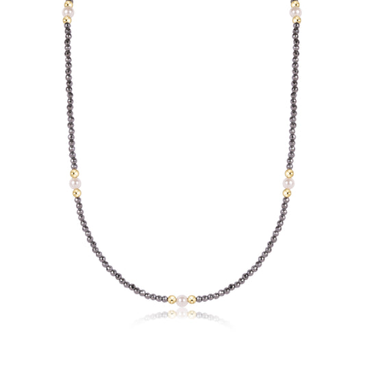 17" Choker Beaded Hematite