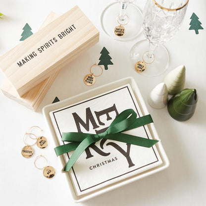 Holiday Wine Charms in Wood Box