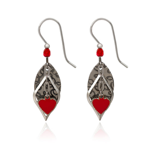 Red Heart Football Earrings