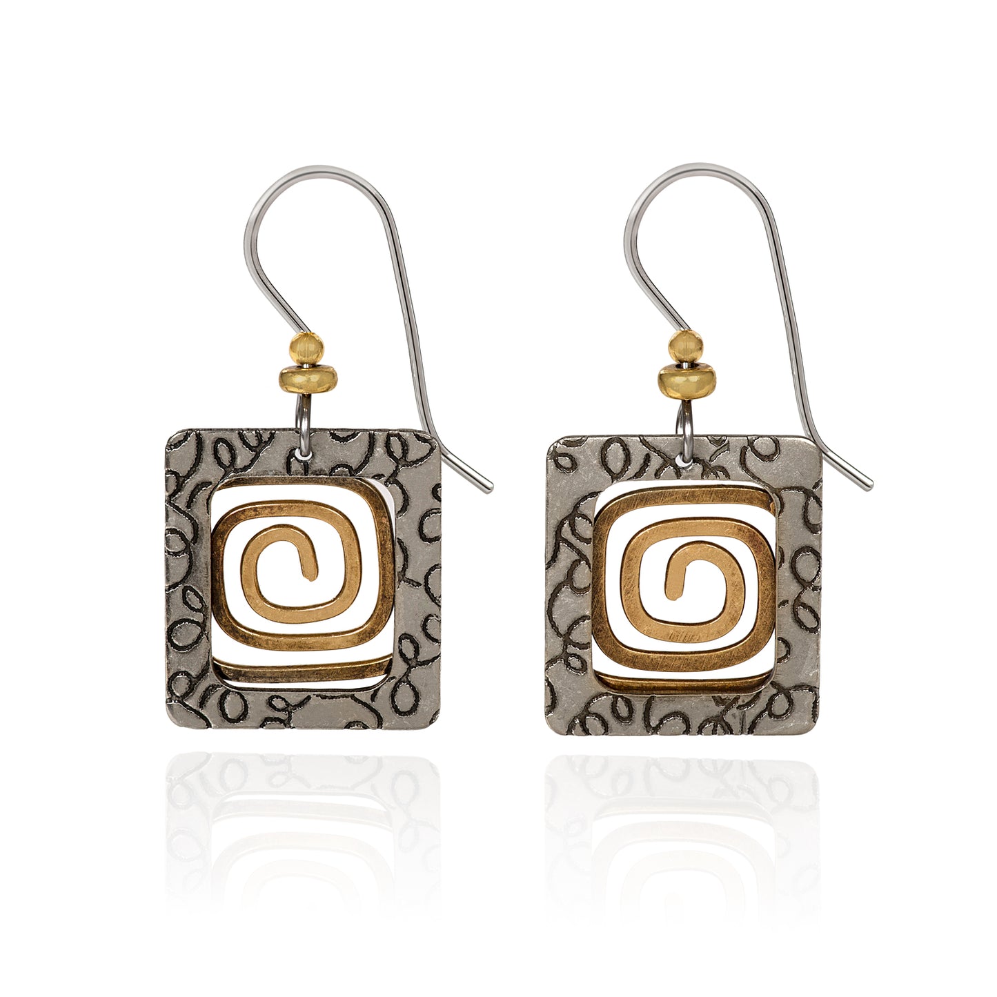 Textured Square w/ Coil Earrings