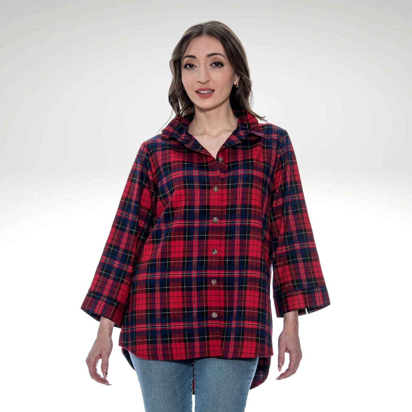 Plaid Wire Collar Shirt