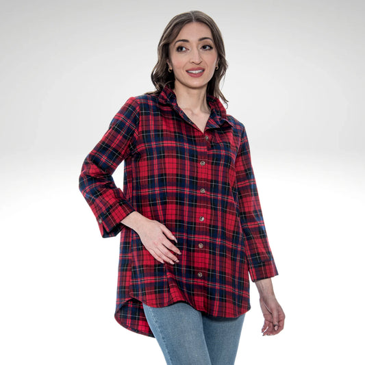 Plaid Wire Collar Shirt