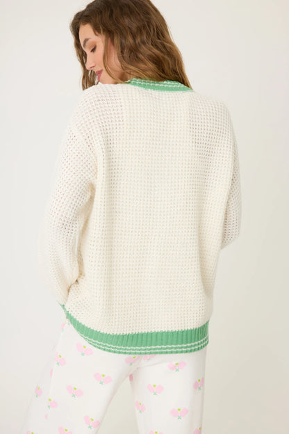 Happiest On The Court Waffle Stitch Cardigan