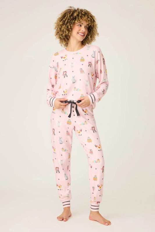 Feline Spooky Halloween Cat Print PJ Set