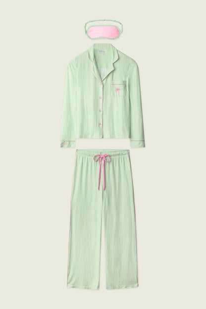 Pupcation Palms Kiwi Stripe 3-Piece PJ Set