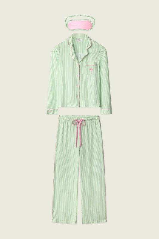 Pupcation Palms Kiwi Stripe 3-Piece PJ Set
