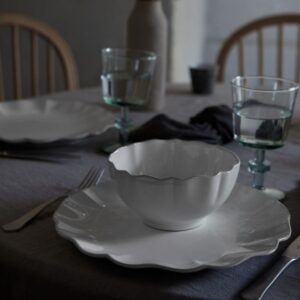 Costa Nova Rosa Fine Stoneware Dinnerware -Soup/Cereal Bowl-White