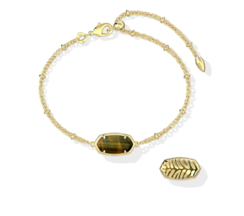 TIGER STRIPED ELAINA DELICATE CHAIN BRACELET GOLD