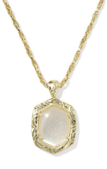 TIGER STRIPED DAPHNE SMALL LONG PENDANT NECKLACE