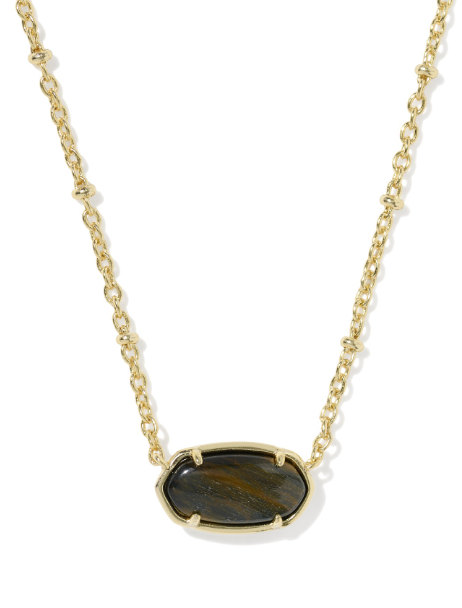 TIGER STRIPED ELISA SHORT PENDANT NECKLACE GOLD
