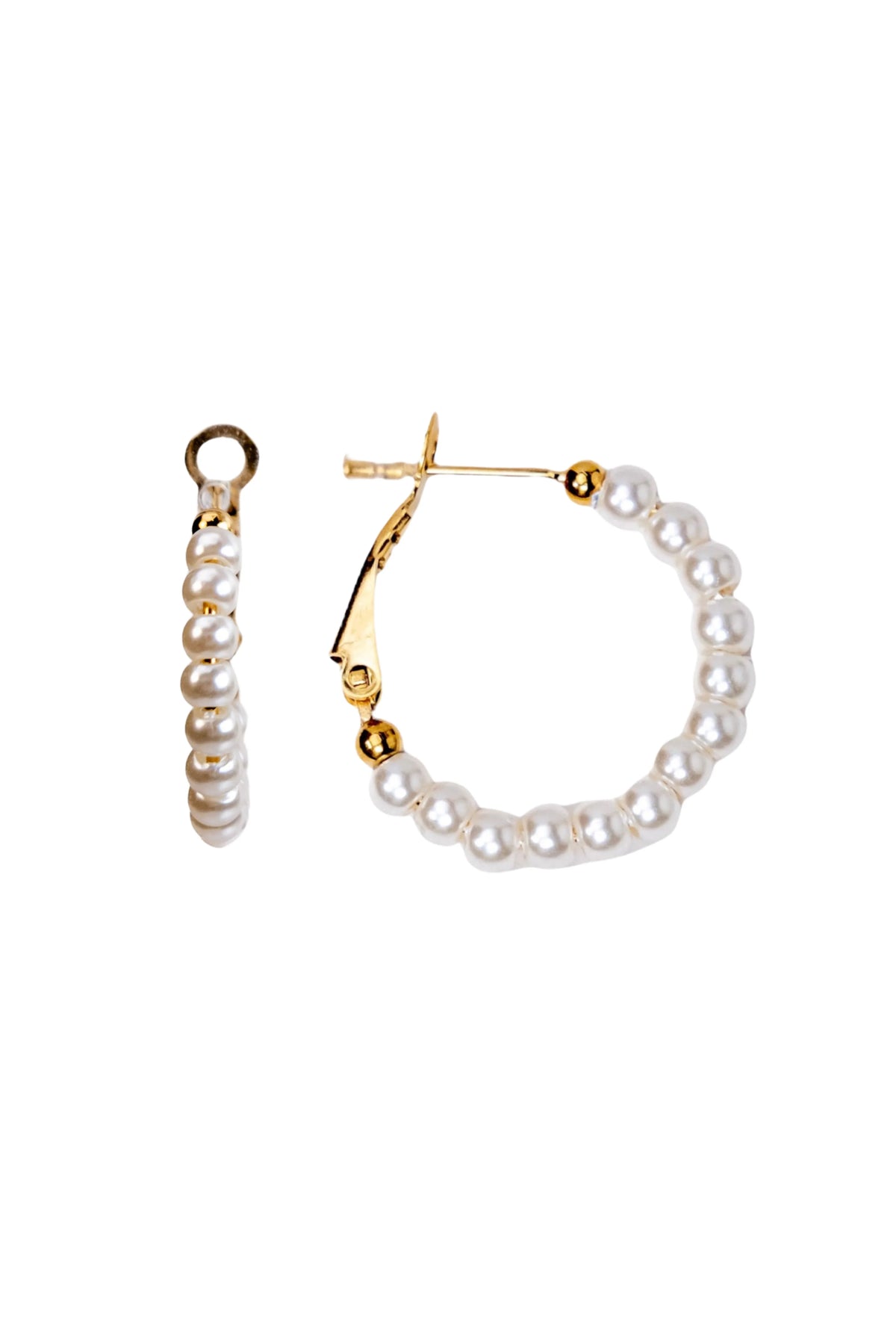 Simulated Pearl Hoop Earrings