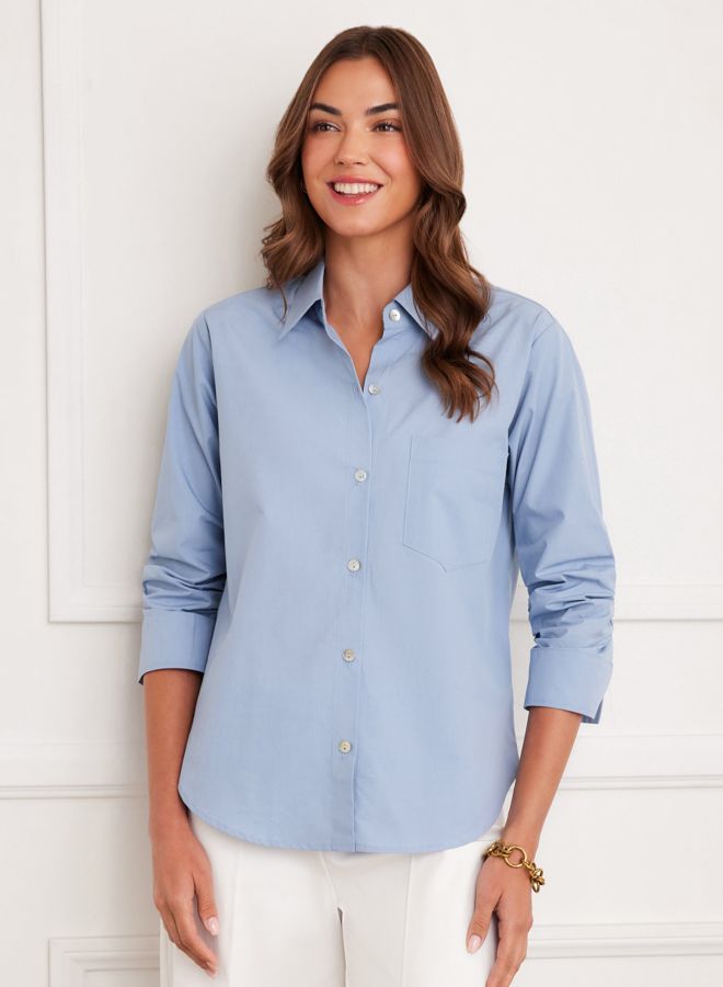 Ruched Sleeve Button Up Shirt