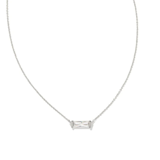 Fletcher Short Pendant Necklace Silver with White CZ