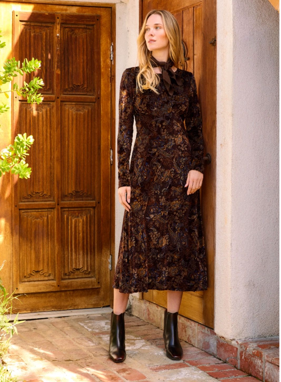 Velvet Burnout Midi Dress