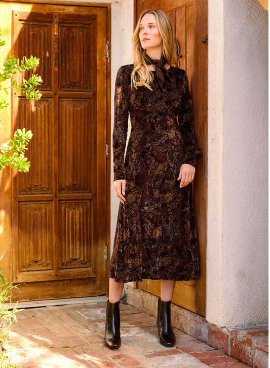 Velvet Burnout Midi Dress