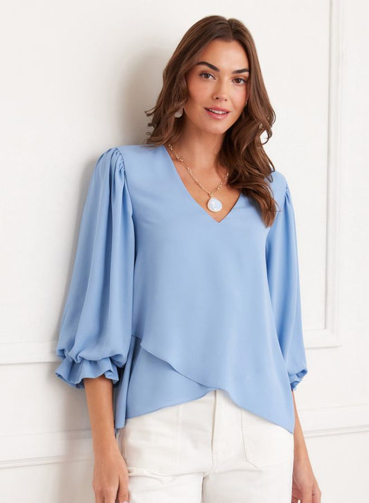 Layered Sleeve Asymmetric Top