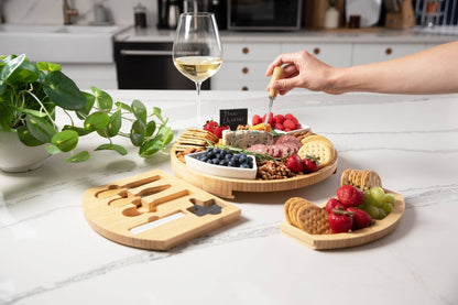 Two Drawer Bamboo Charcuterie Board Set