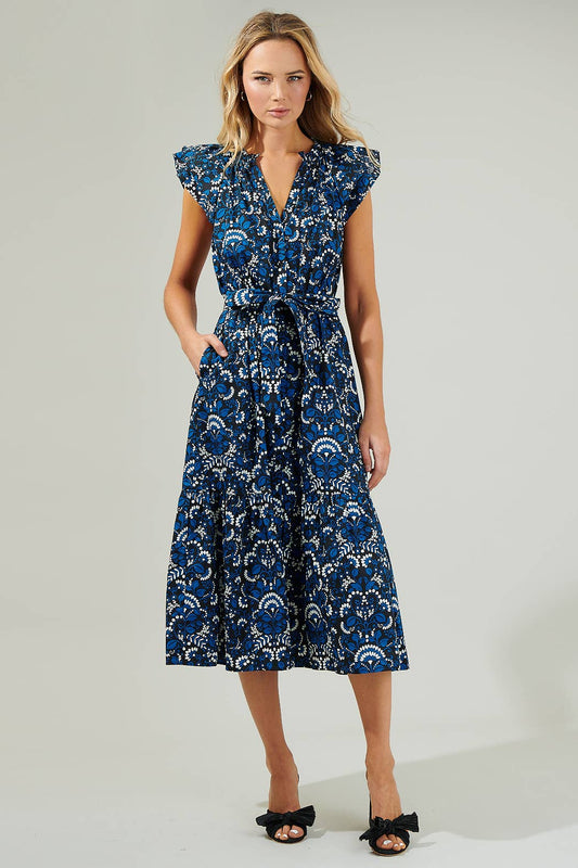 Dynamite Floral Button Midi Dress