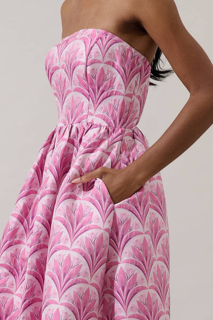 Aurra Jacquard Strapless Midi Dress