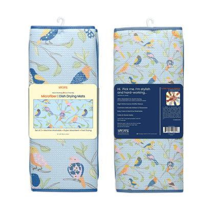 Floral Finch & Friends Dish Drying Mats, Set of 2