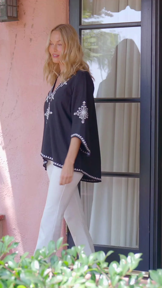 Bracelet Sleeve Embroidered Asymmetric Top