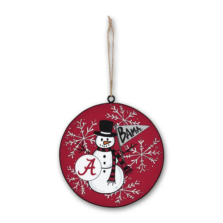 Collegiate Snowman Metal Ornament