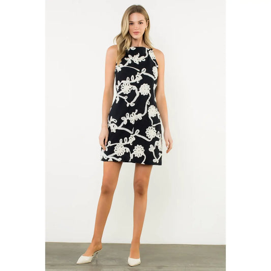 Halter Textured Flower Dress