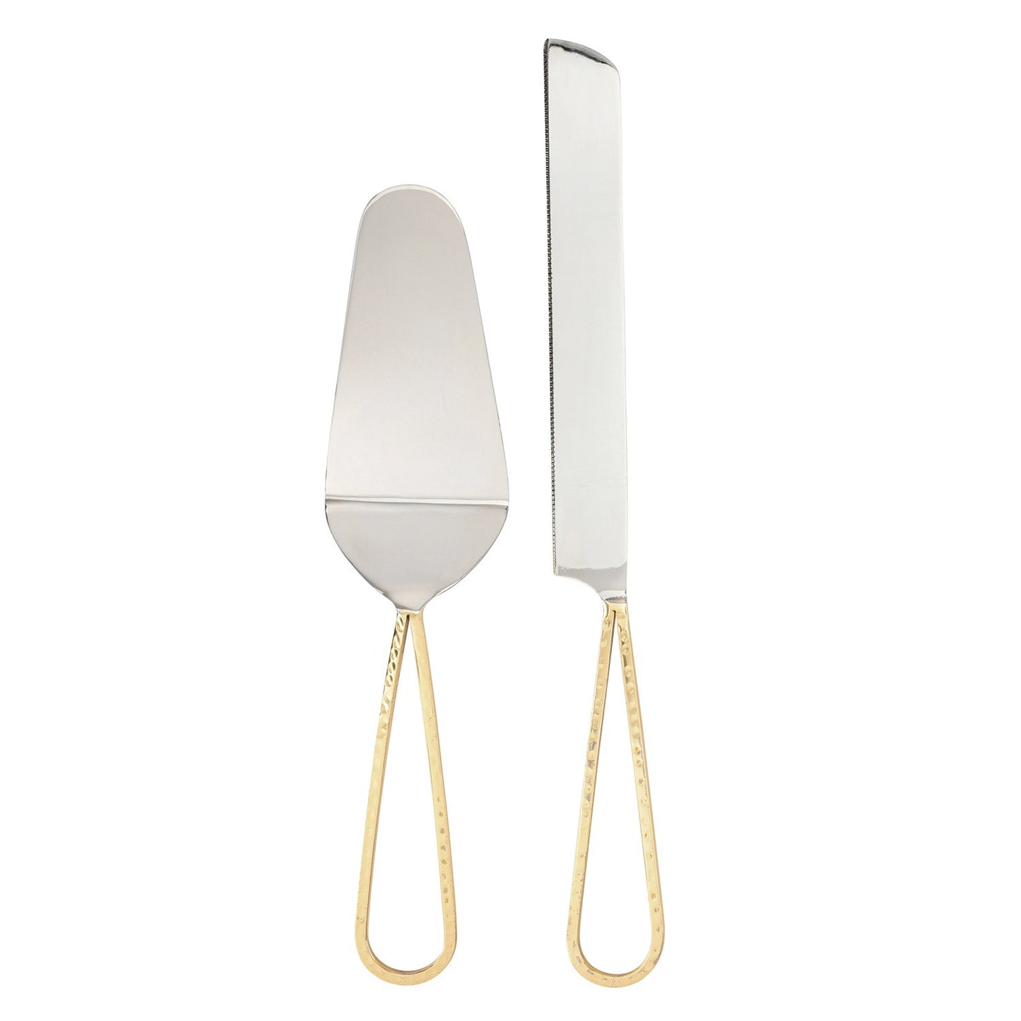 Gold Handle Cake Knive+Server