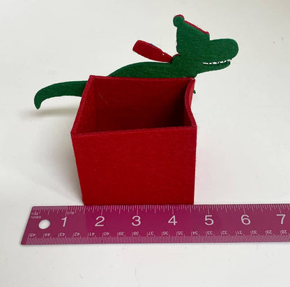 Christmas Felt Dinosaur BoxTreat Party Favor Box