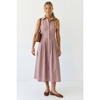 Sleeveless Midi Shirt Dress