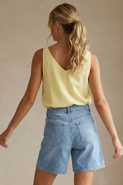 Classic V-neck Tank Top With Strap Accent