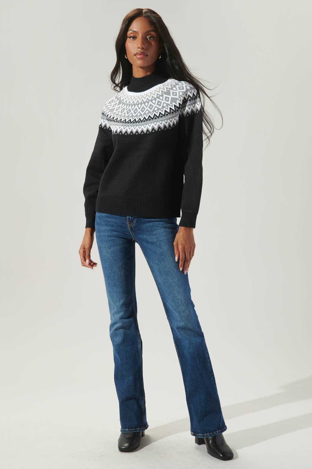 Honey Baby Fair Isle Mock Neck Sweater