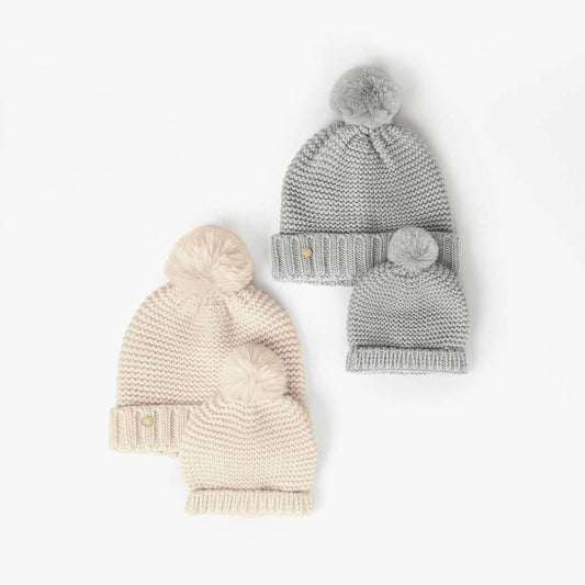 Mommy and Baby Bobble Hat Set