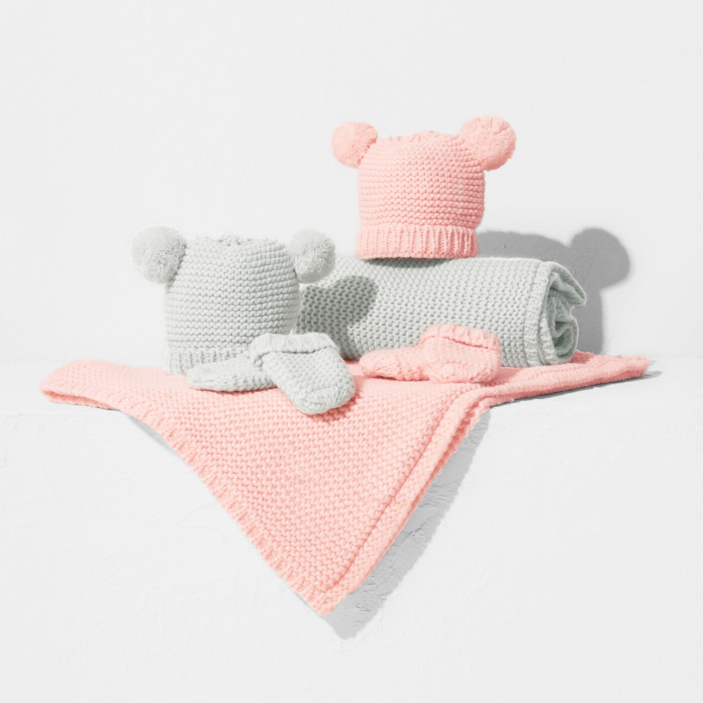Baby Knitted Hat and Mittens Set
