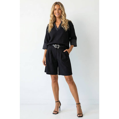 Contrast Stitch Detail Popover Blouse