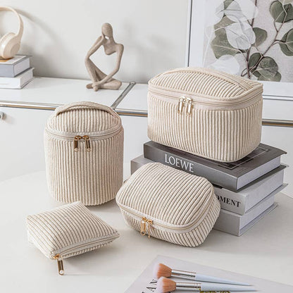 4 pcs Portable Corduroy Travel Toiletry Bag