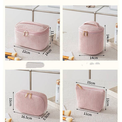 4 pcs Portable Corduroy Travel Toiletry Bag