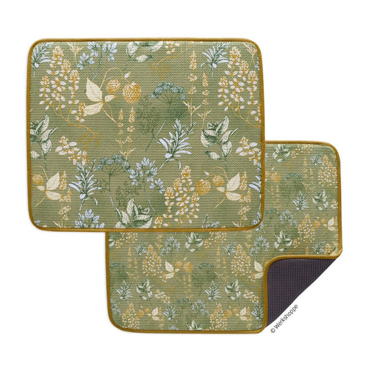 Kitchen Herbs Dish Drying Mats, Set of 2