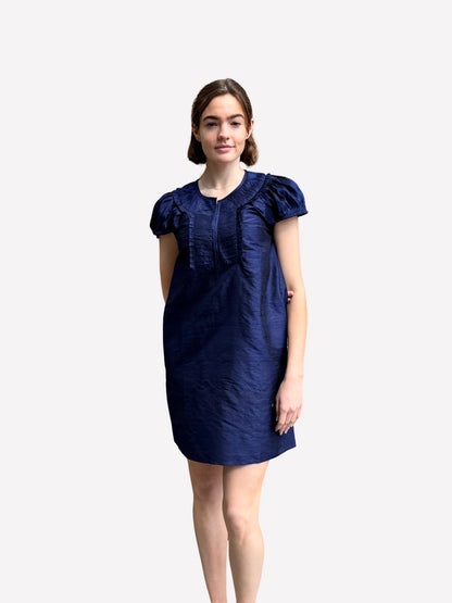 Navy Silk Shift Dress