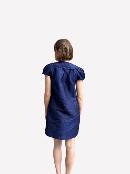 Navy Silk Shift Dress