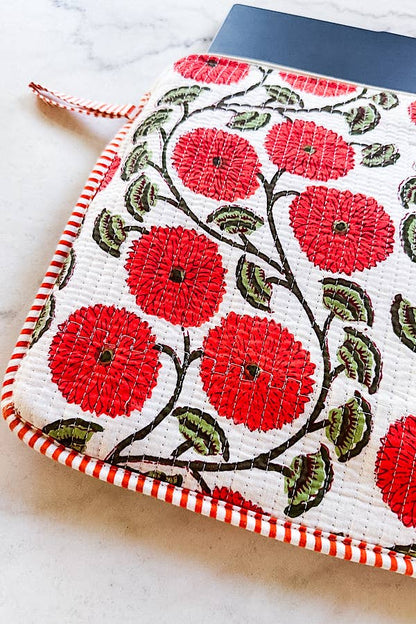 Waylon Orange Floral Print Laptop Sleeve
