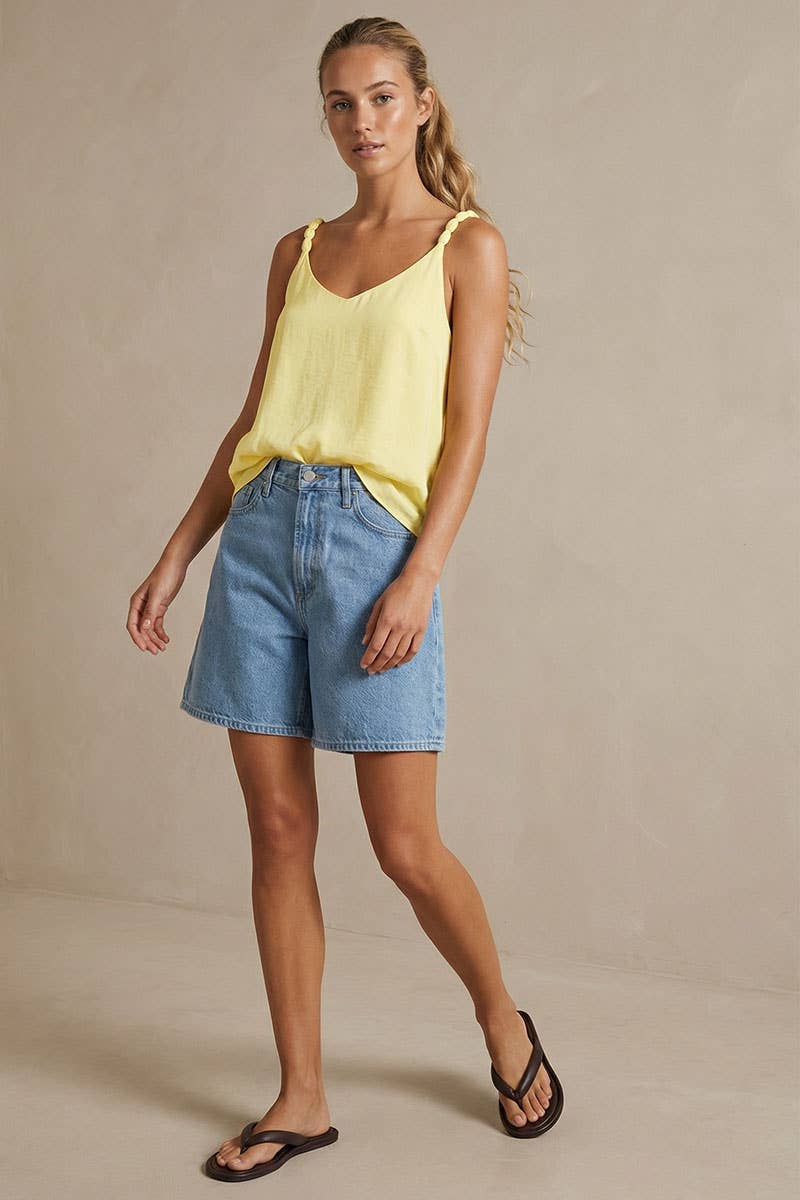 Classic V-neck Tank Top With Strap Accent