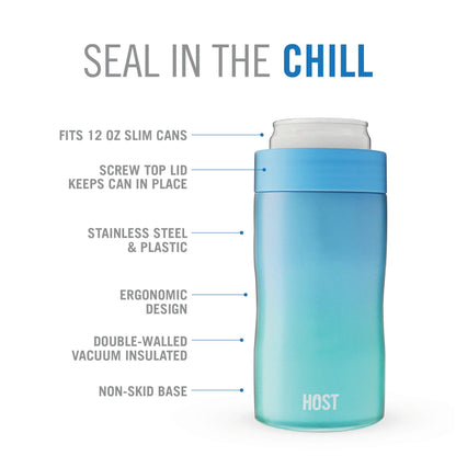 Stay-Chill Insulated Can Cooler - Slim Cans - Lagoon Blue