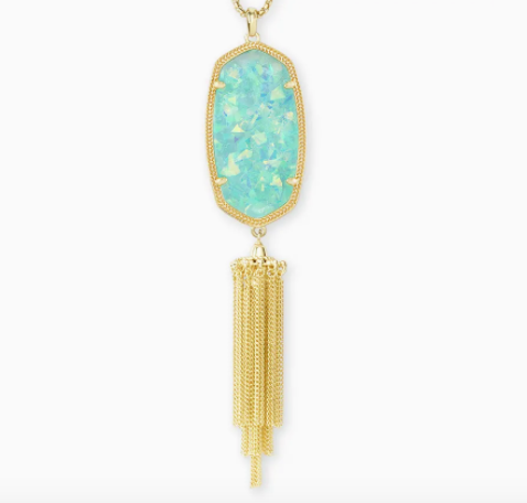 Rayne Gold Long Pendant Iridescent Mint